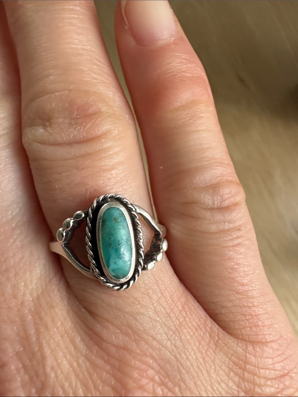 Genuine Turquoise 925 Sterling Silver Ring - Size 7 - Picture 7 of 8